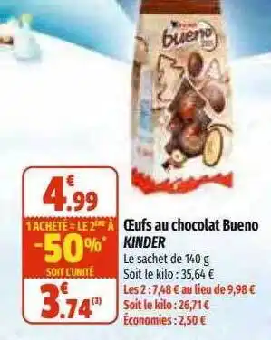 Coccinelle Express Oeufs au chocolat bueno kinder offre