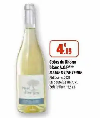 Coccinelle Express Côtes du rhône blanc aop magie d'une terre offre