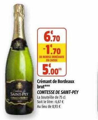 Coccinelle Express Crémant de bordeaux brut comtesse de saint-pey offre
