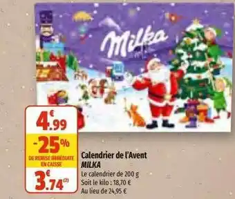 Coccinelle Supermarché Calendrier de l'avent milka offre