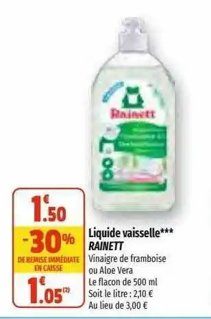 Coccinelle Supermarché Liquide vaisselle rainett offre