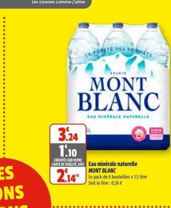 Coccinelle Supermarché Eau minérale naturelle mont blanc offre
