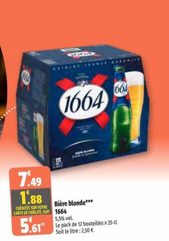 Coccinelle Supermarché Bière blonde 1664 offre