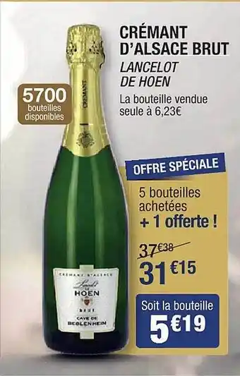 Cora x Carrefour Crémant d'alsace brut lancelot de hoen offre