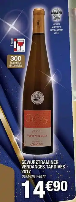 Cora x Carrefour Gewurztraminer vendanges tardives 2017 domaine welty offre