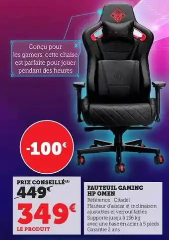 Hyper U Fauteuil gaming hp omen offre