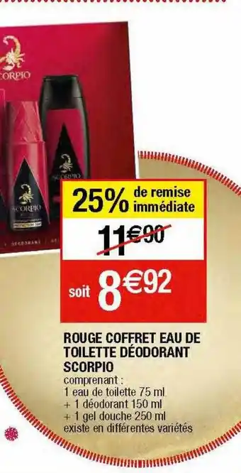Migros Rouge coffret eau de toilette déodorant scorpio offre