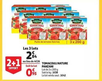 Auchan Tomacouli nature panzani offre