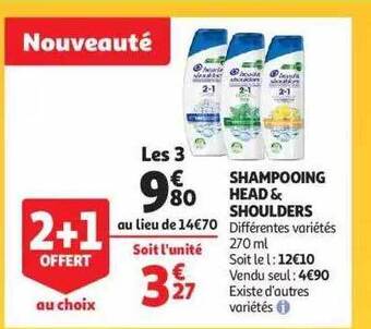 Auchan Shampooing head & shoulders offre