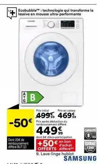 BUT Lave-linge hublot samsung offre