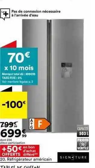 BUT Réfrigérateur américain signature offre