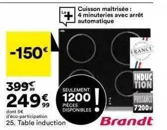 BUT Table induction brandt offre