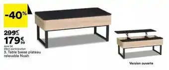 BUT Table basse plateau relevable noah offre