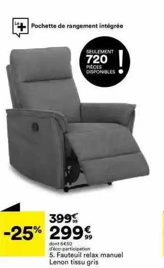 BUT Fauteuil relax manuel offre