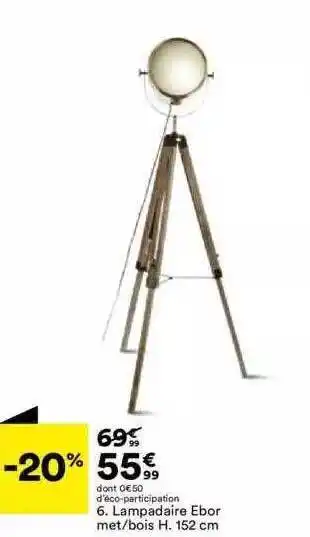 BUT Lampadaire ebor met-bois h. 152 cm offre