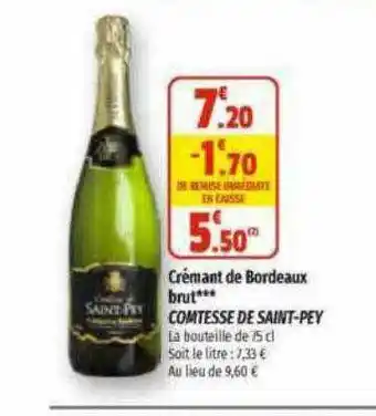 Coccimarket Crémant de bordeaux brut comtesse de saint-pey offre