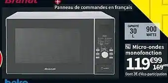 Conforama Micro-ondes monofonction brandt offre