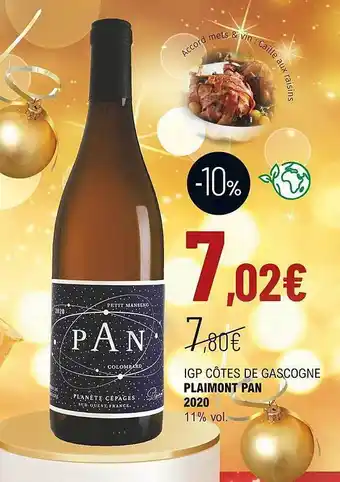 La Vignery Igp côtes de gascogne plaimont pan 2020 11% vol. offre