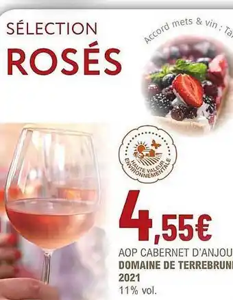 La Vignery Aop cabernet d'anjou domaine de terrebrun 2021 11% vol. offre
