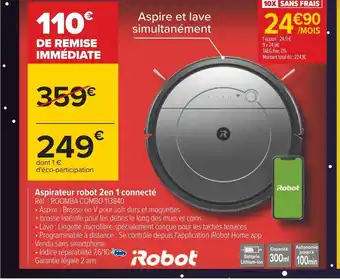 Carrefour Robot aspirateur robot 2en 1 connecté offre