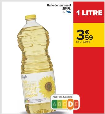 Carrefour Simpl huile de tournesol offre