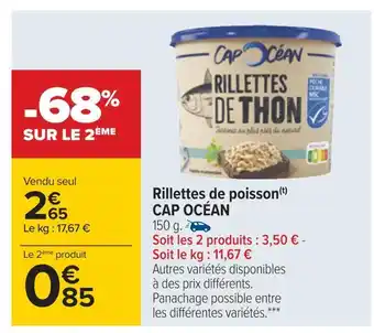 Carrefour Cap océan rillettes de poisson offre