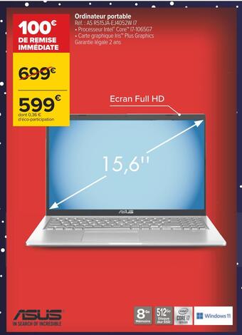 Carrefour Asus ordinateur portable offre