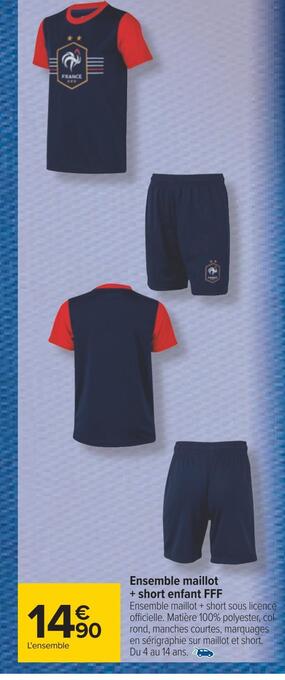 Carrefour Ensemble maillot + short enfant fff offre