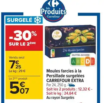 Carrefour Carrefour extra moules farcies à la persillade surgelées offre
