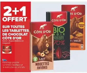Carrefour Côte d'or 2+1 offert sur toutes les tablettes offre