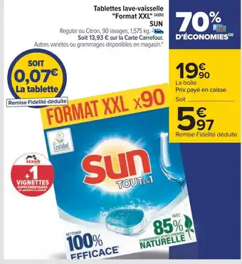 Carrefour Sun tablettes lave-vaisselle format xxl offre