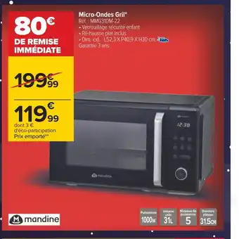 Carrefour Micro-ondes gril offre