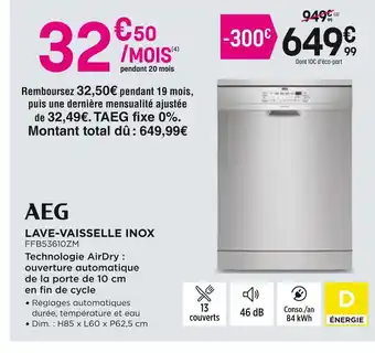 Pulsat Aeg lave-vaisselle inox offre