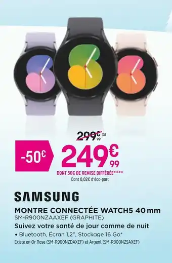 Pulsat Samsung montre connectée watch5 40 mm offre