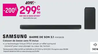 Pulsat Samsung barre de son 3.1 offre