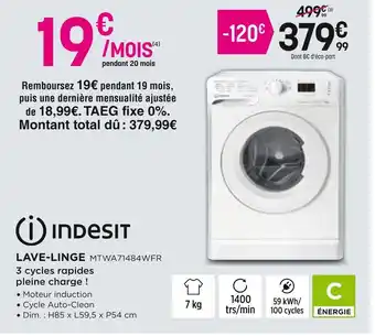 Pulsat Indesit lave-linge offre
