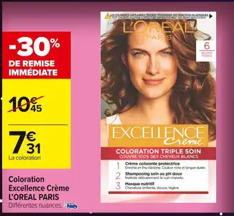 Carrefour Market L’oreal paris coloration excellence crème offre