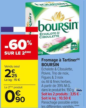 Carrefour Market Boursin fromage à tartiner offre