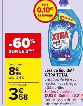 Carrefour Market X-tra total lessive liquide offre