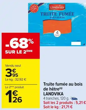 Carrefour Market Landvika truite fumée au bois de hêtre offre