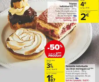 Carrefour Market Tartelette individuelle au citron meringuée x2 offre