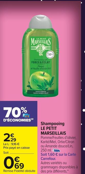 Carrefour Market Le petit marseillais shampooing offre