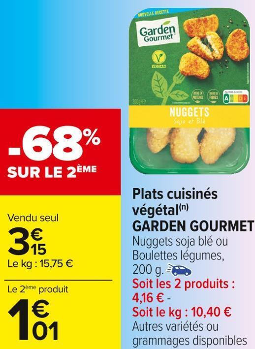 Promo Garden gourmet plats cuisinés végétal chez Carrefour Market