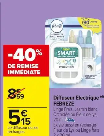 Carrefour Market Febreze diffuseur electrique offre