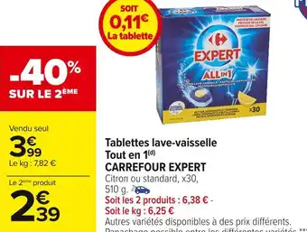 Carrefour Market Carrefour expert tablettes lave-vaisselle tout en 1 offre