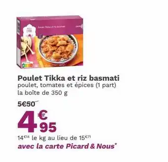 Picard Poulet tikka et riz basmati offre