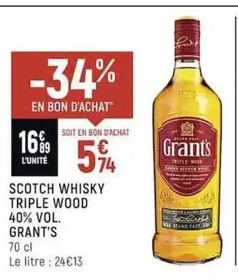 Casino Shop Scotch whisky triple wood 40% vol. grant's offre
