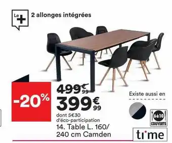 BUT Table l.160-240 cm camden ti'me offre