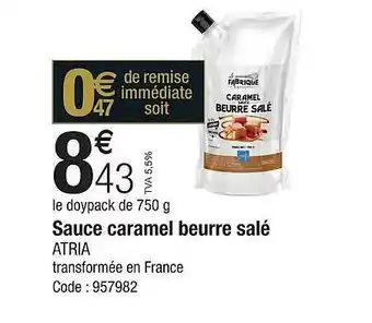 Promocash Sauce caramel beurre salé atria offre