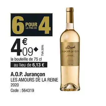 Promocash A.o.p. jurançon les amours de la reine 2020 offre